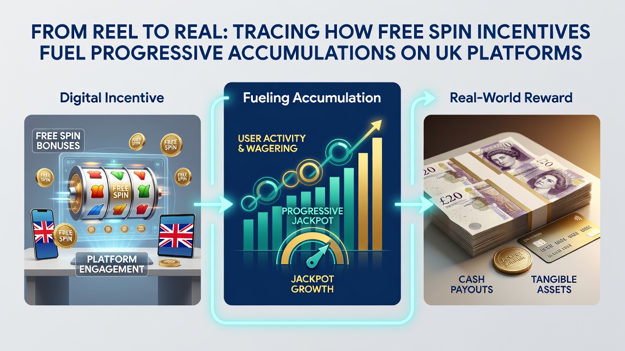 Detailed view of free spin mechanics linking to progressive jackpot meters on UK online slot platforms