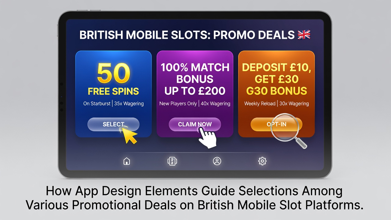 Mobile slot app interface showing promotional deal buttons and layout elements