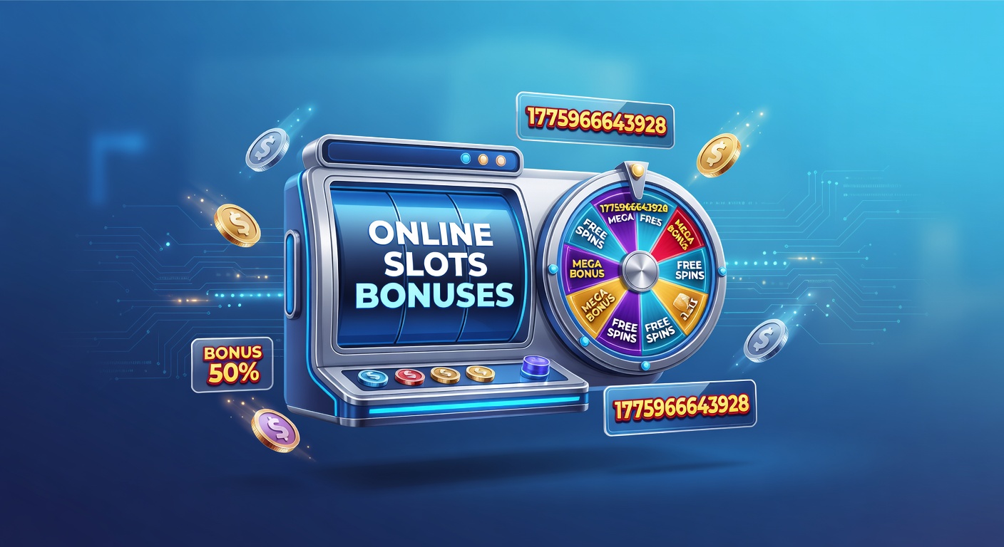 Vibrant online slots interface showcasing a cascade of bonus icons and spinning reels under glowing promotional banners