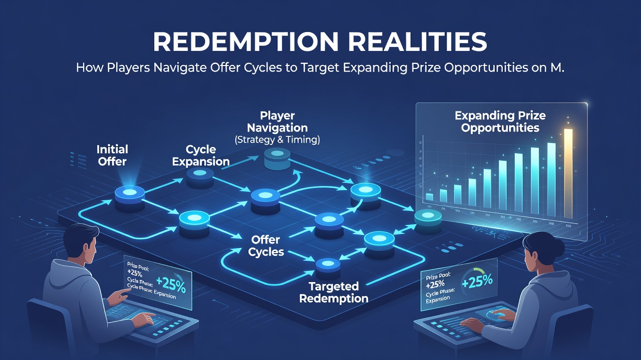 Player dashboard on mobile showing offer redemption progress and jackpot growth indicators