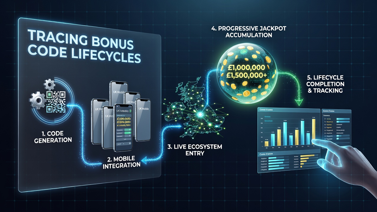 Diagram showing the lifecycle stages of bonus codes within UK mobile progressive jackpot platforms