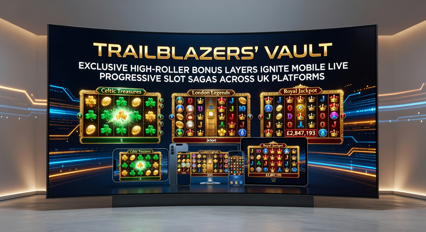 Vibrant digital vault overflowing with golden slot reels and progressive jackpot counters glowing on a mobile screen, symbolizing exclusive high-roller bonuses in UK online gaming