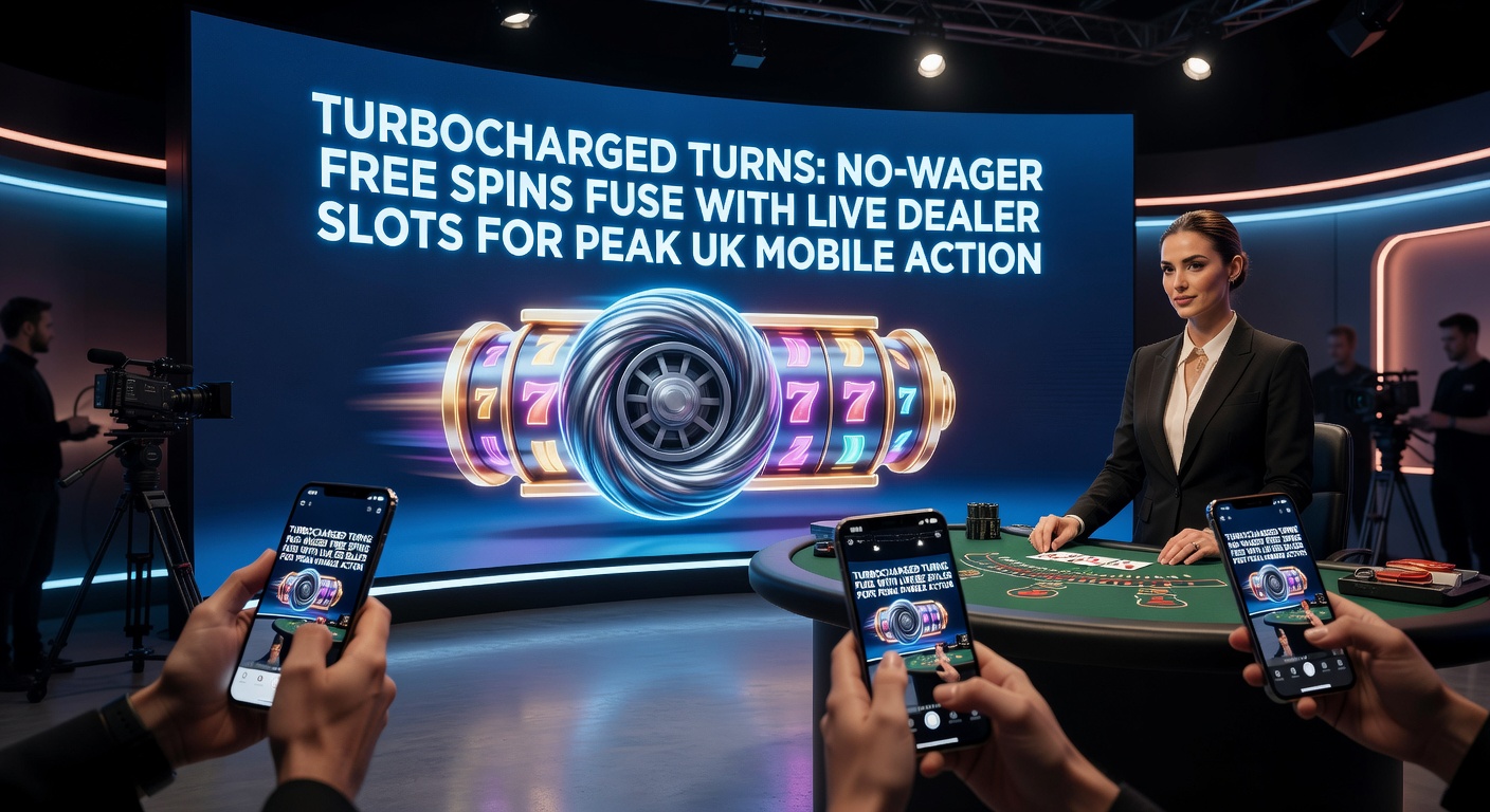 Close-up of a dealer's hand activating free spins on a glowing slot wheel during a live mobile broadcast, illustrating the seamless blend of no-wager bonuses and real-time casino energy