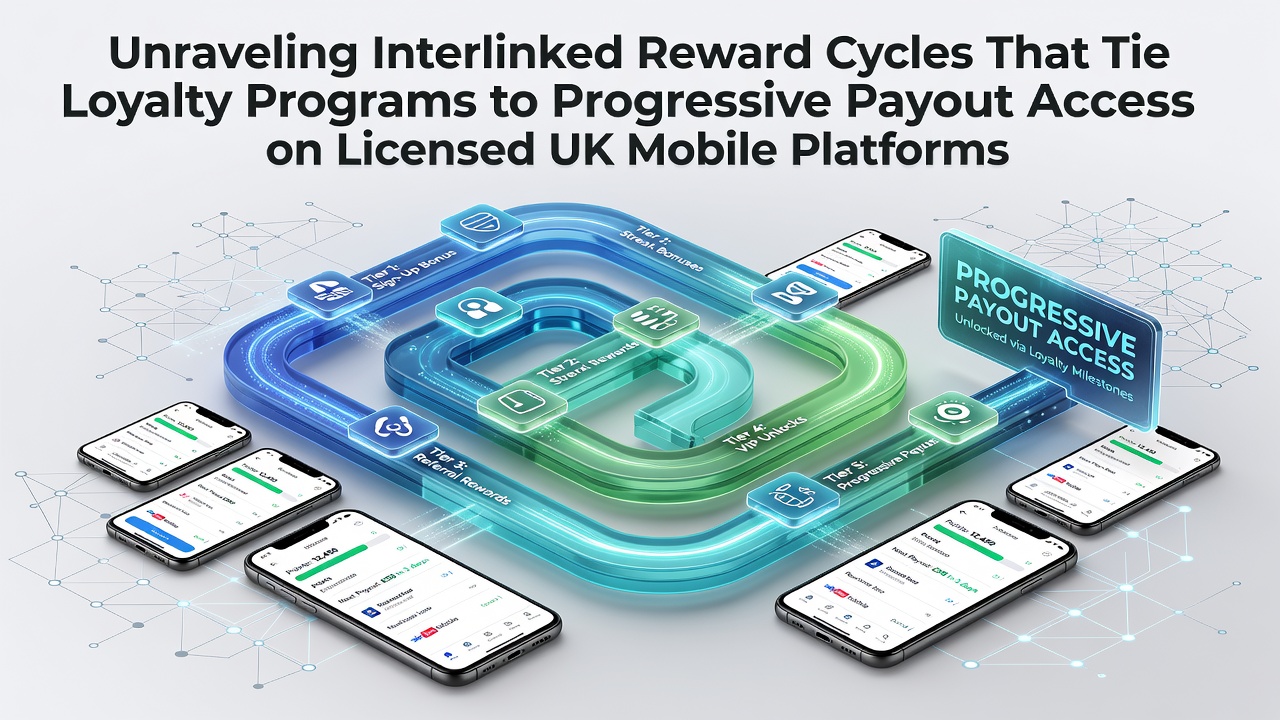 Mobile screen showing loyalty tier progression and progressive jackpot indicators on a licensed UK slot app